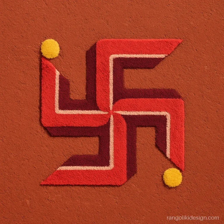 Attractive 3D rangoli designs with a shaded ribbon swastik