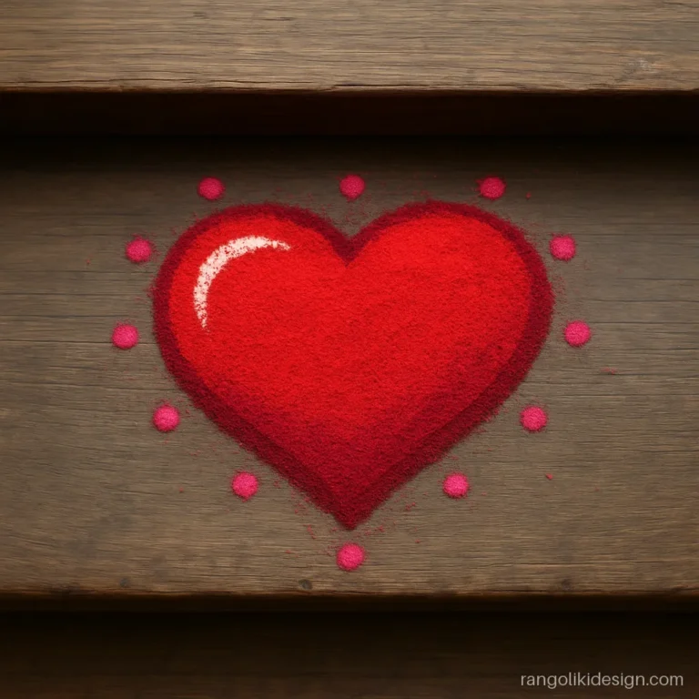 Small 3D rangoli design of a shaded red heart