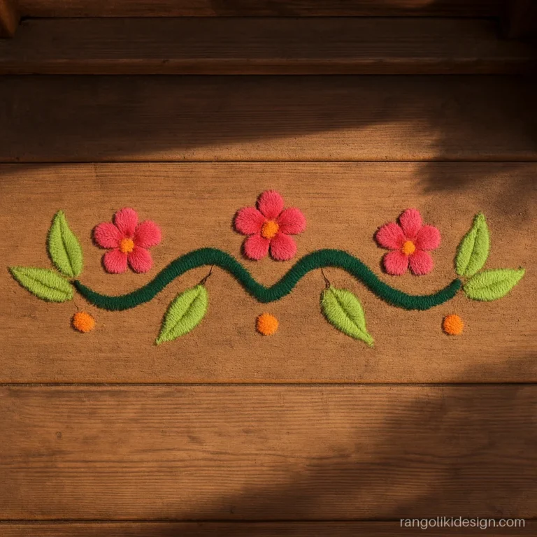 New rangoli designs easy and beautiful with a leaf wave border