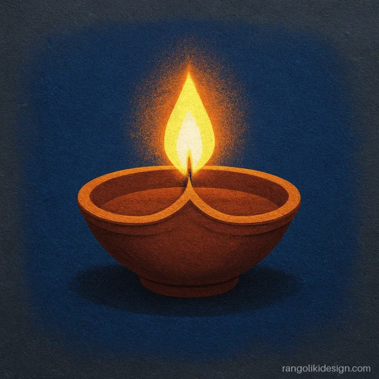 3D rangoli designs for competition with a floating diya and glowing shadow