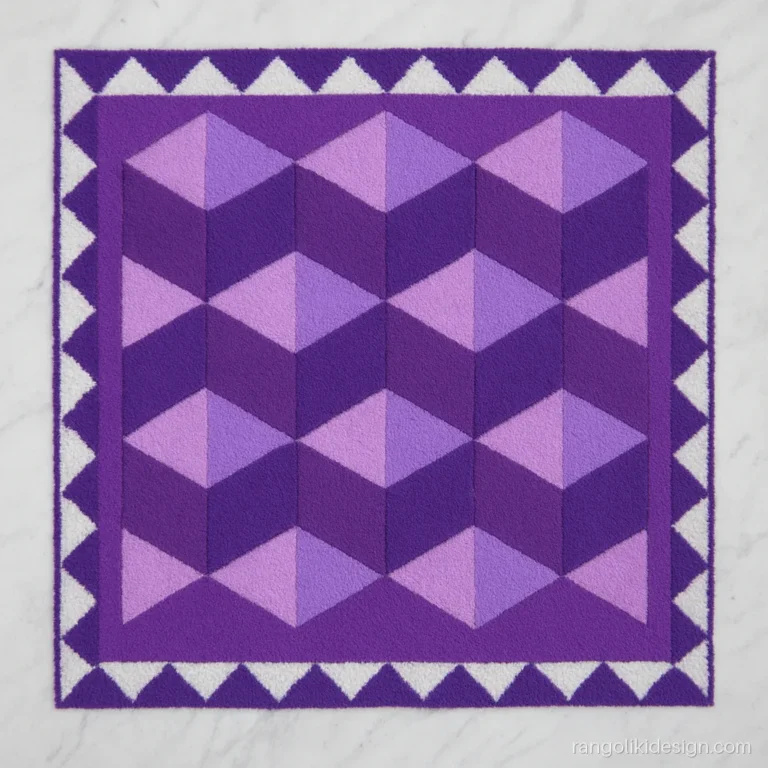 Competition tough rangoli design with an optical illusion of stacked cubes