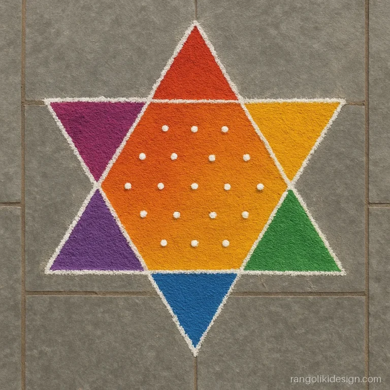 Simple rangoli designs for Diwali on a 7 to 4 dot grid star