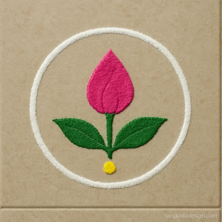 Small Diwali rangoli design with a lotus bud at the flat door