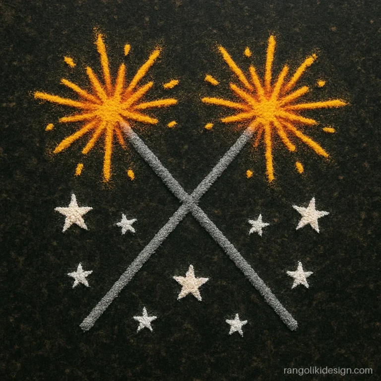 Easy Diwali rangoli of sparklers and stars