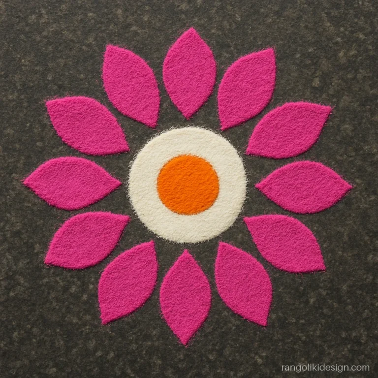 Easy rangoli designs with thumb-pressed pink petals