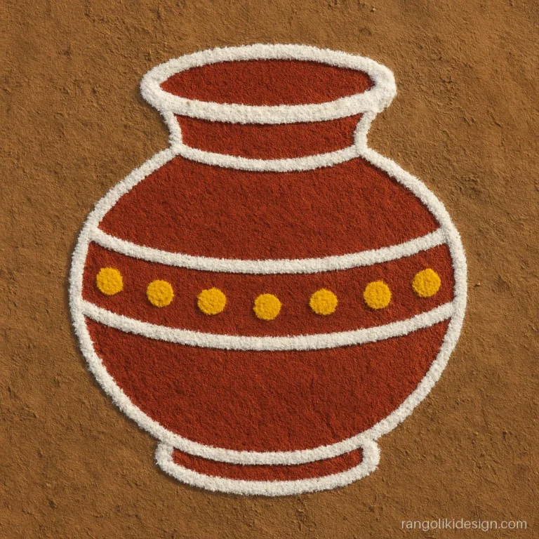 Easy small rangoli design of a decorated matka pot