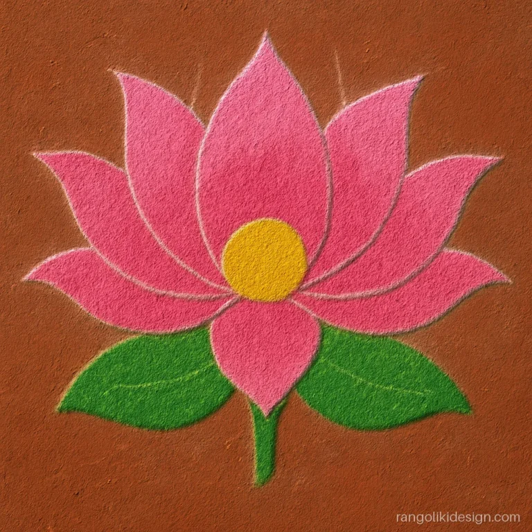 Easy rangoli designs started with a chalk sketch and filled with colour