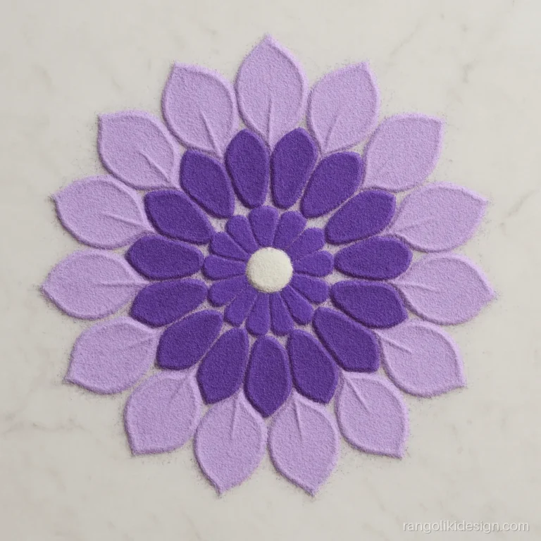 Easy rangoli with petals made using the back of a spoon