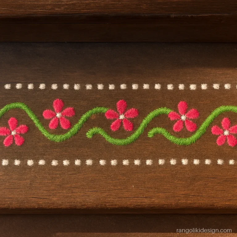Doorstep rangoli design for beginners with a simple vine border