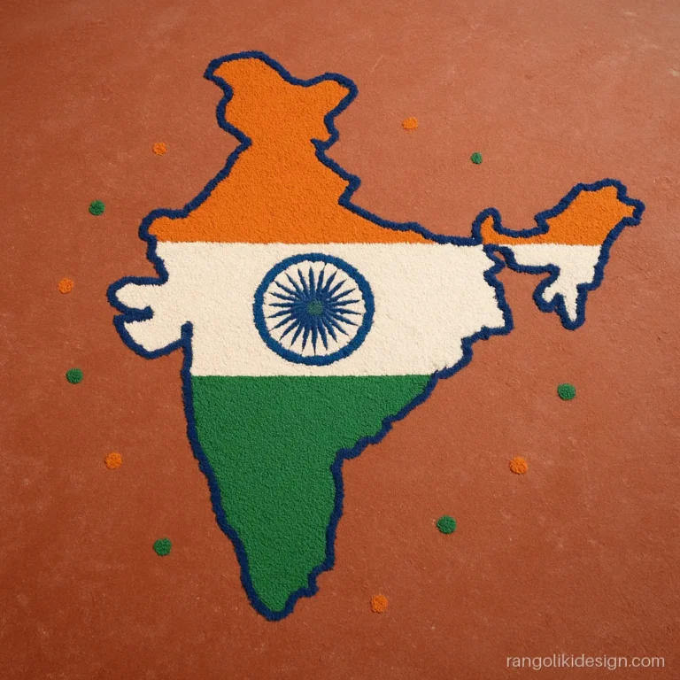 Republic day creative India map rangoli design filled in tricolour bands