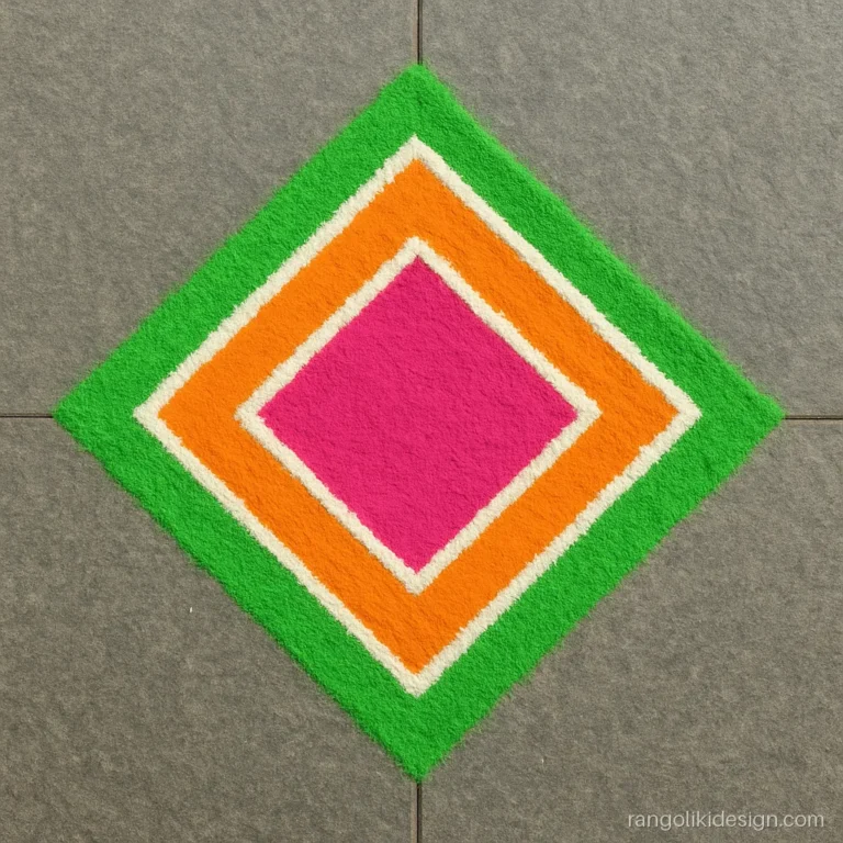 Simple rangoli designs for kids with squares inside squares