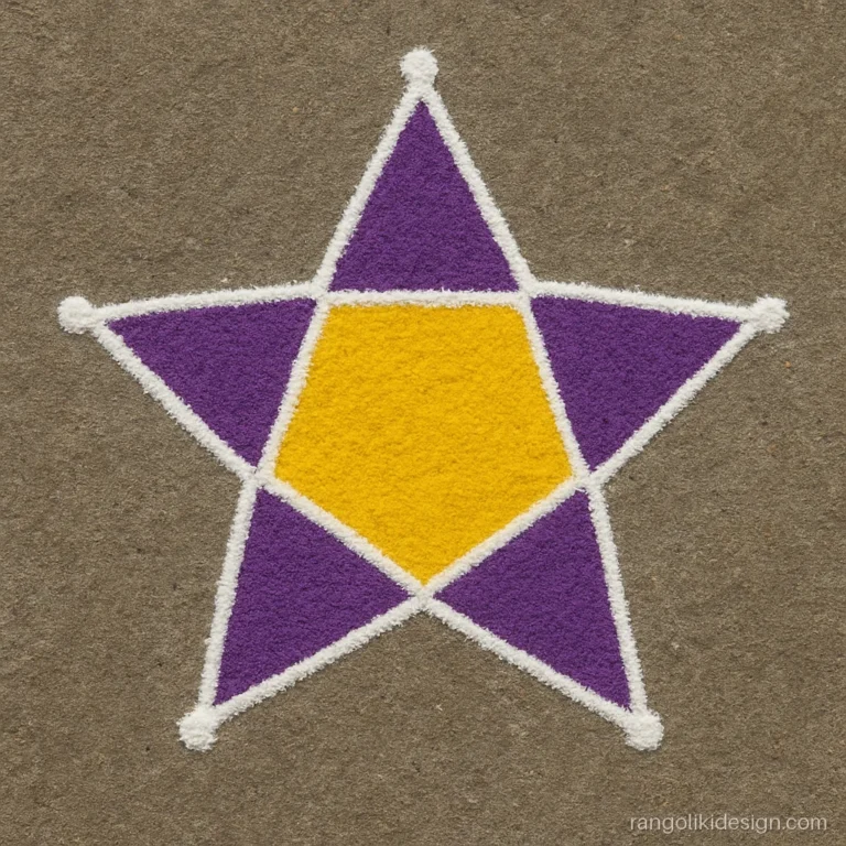 Very easy rangoli for kids with a star made of triangles