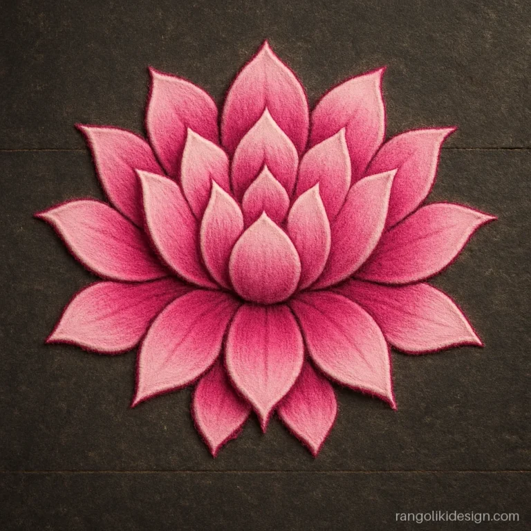 Fancy rangoli designs with a raised-looking shaded lotus