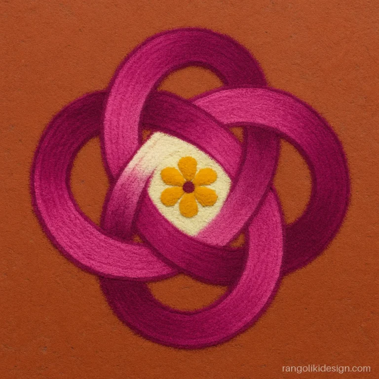 Trendy rangoli designs with a 3D twisted ribbon ring