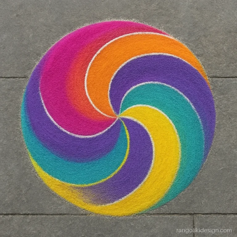 Modern abstract rangoli designs with flowing bands of colour
