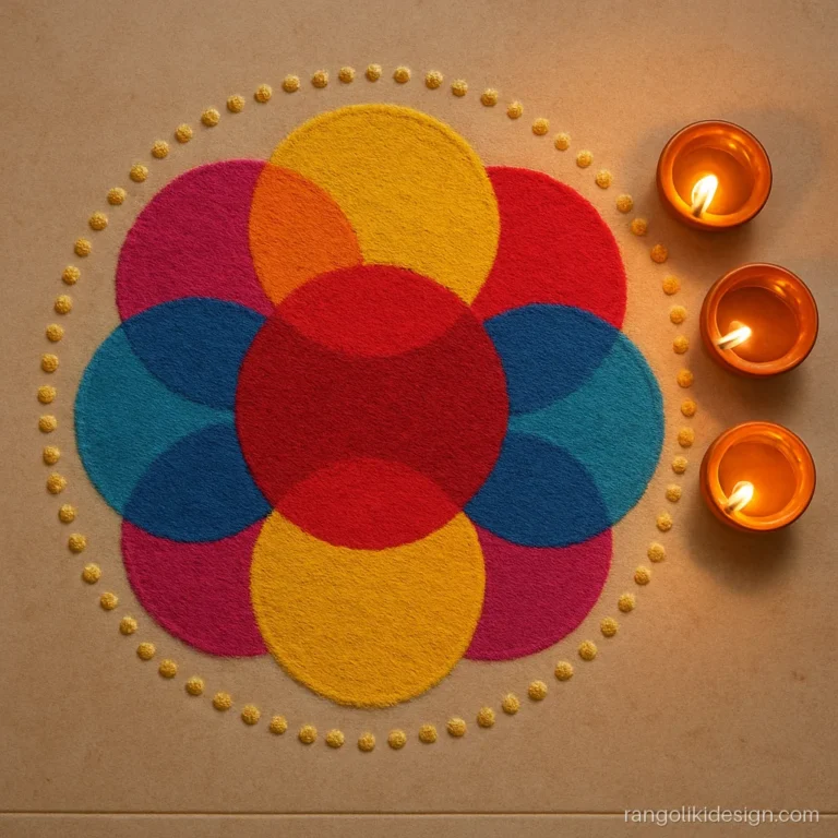 Abstract rangoli designs for Diwali with overlapping colour circles