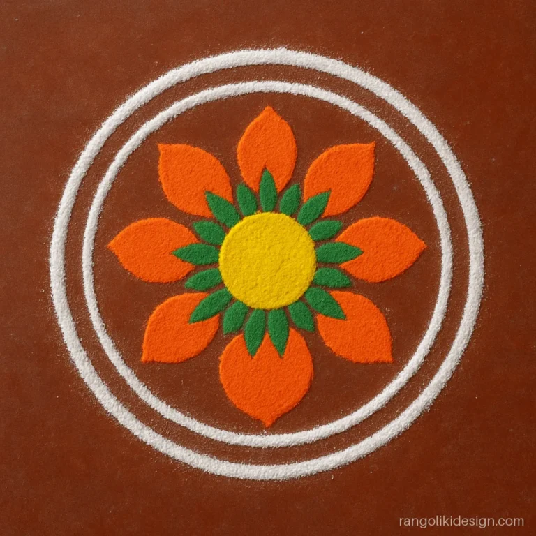 Small rangoli design for new year made with a bangle and steel spoon