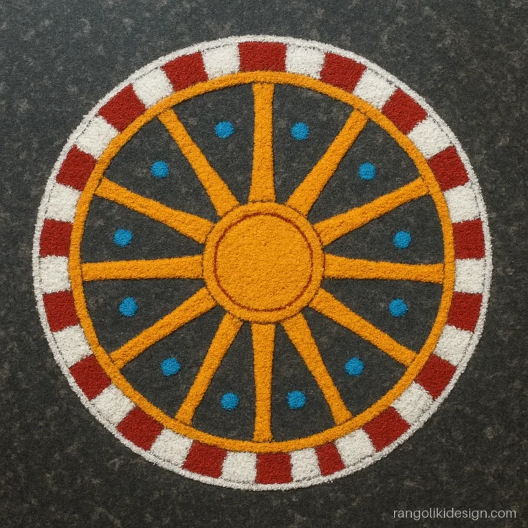 New makar sankranti rangoli design of the sun chariot wheel