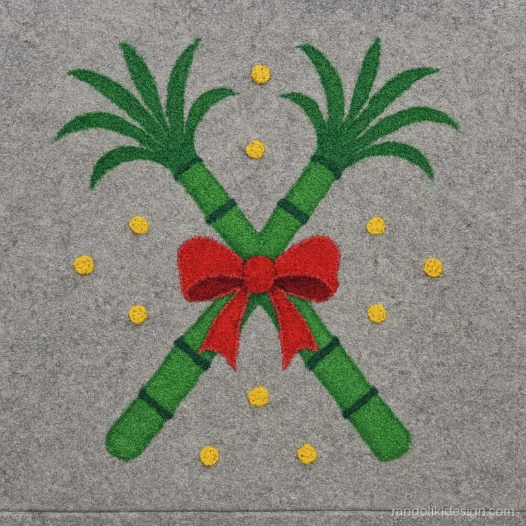 Easy sankranti rangoli design of two crossed sugarcane sticks