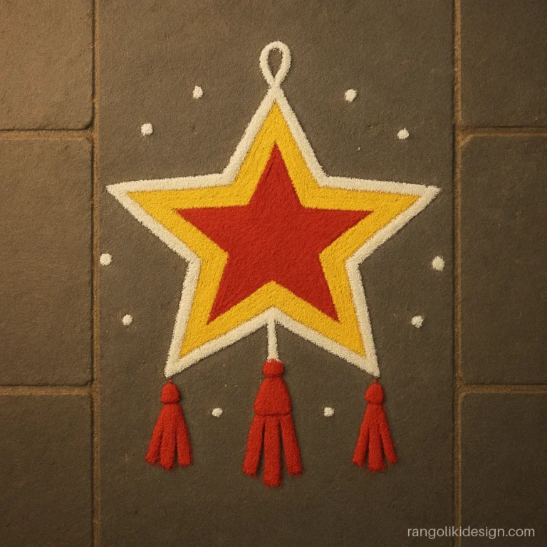 Simple Diwali rangoli design of a hanging lantern