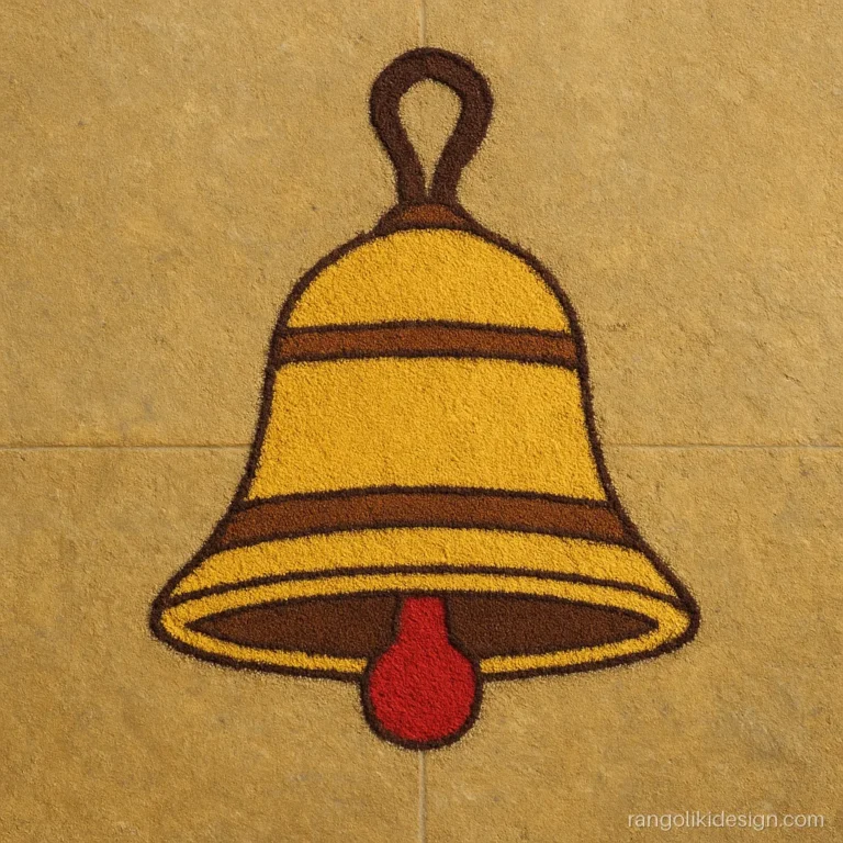 Small dot rangoli design of a temple bell on a 7 to 4 grid