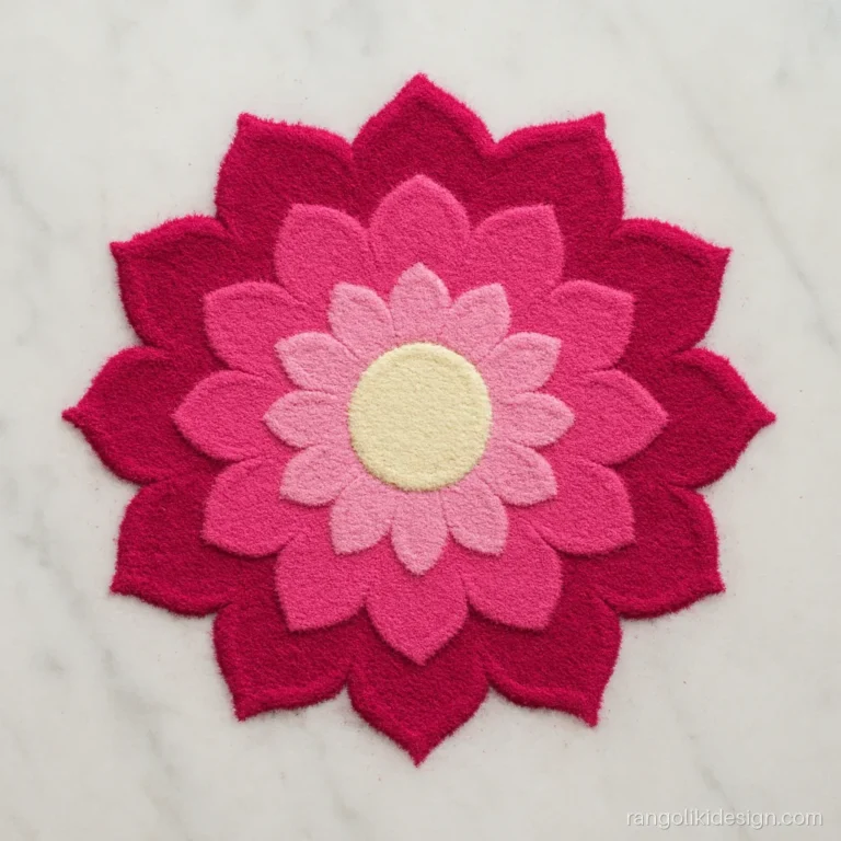Small rangoli design of a layered pink flower