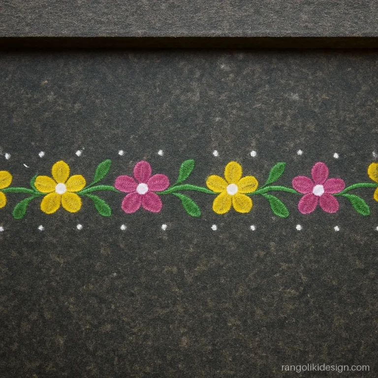 Ugadi rangoli border design with a chain of small flowers